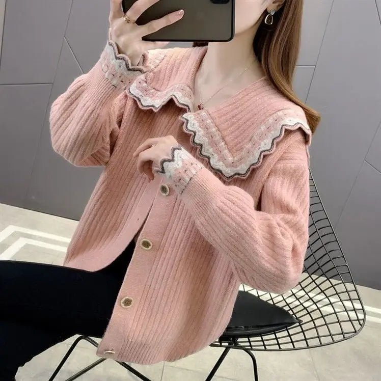 Knitted Sweater Woman Coat Korean Style Fashion 2025 New In Knitwear Office Wear Light Vintage Hot Trend Red Cardigan For Women