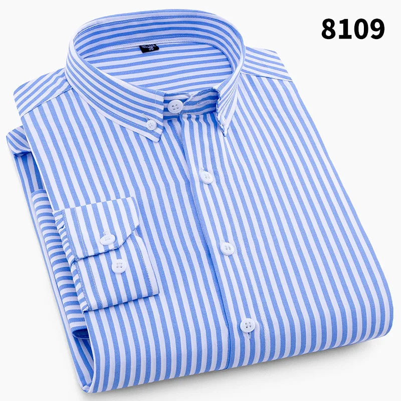 Lynett Lamar Men's Plaid & Striped Print Long Sleeve Casual Shirt — Regular Fit Business Social