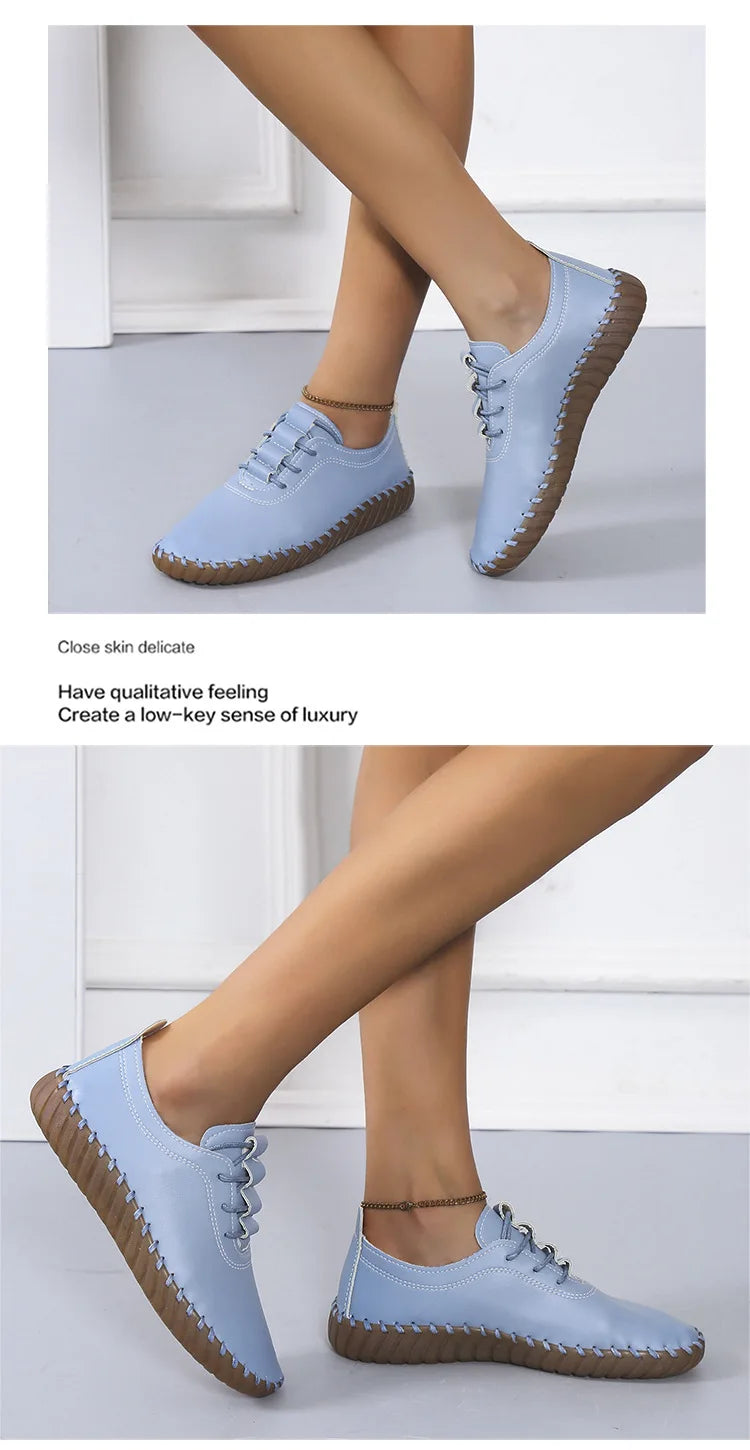 Flat Shoes for Women 2025 New Handmade Sewing Women Sneakers Fashion Casual Mom Shoes comfortable Women's Loafers Big Size 35-43