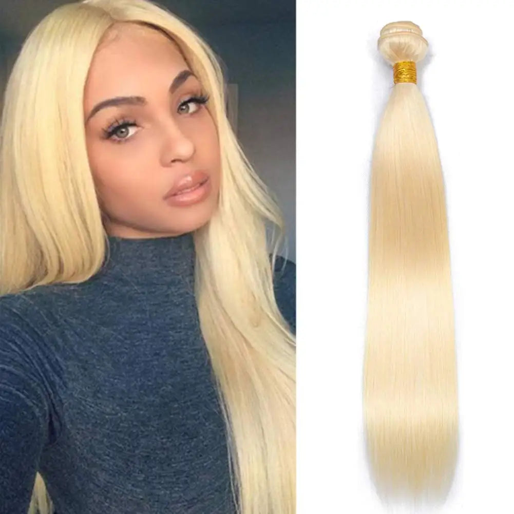Blonde Human Hair 3 Bundles  Brazilian Straight Hair Bundle Honey Blonde Virgin Bundles Human Hair Extensions Weave 613 Color