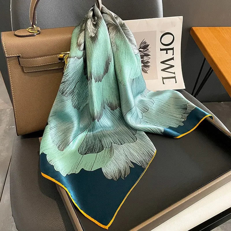 100% Silk Scarf Women Mulberry Luxury High Quality Square Fashion Print Hair Neckerchief Lady Shawl Wraps Hijab Bandana Scarves