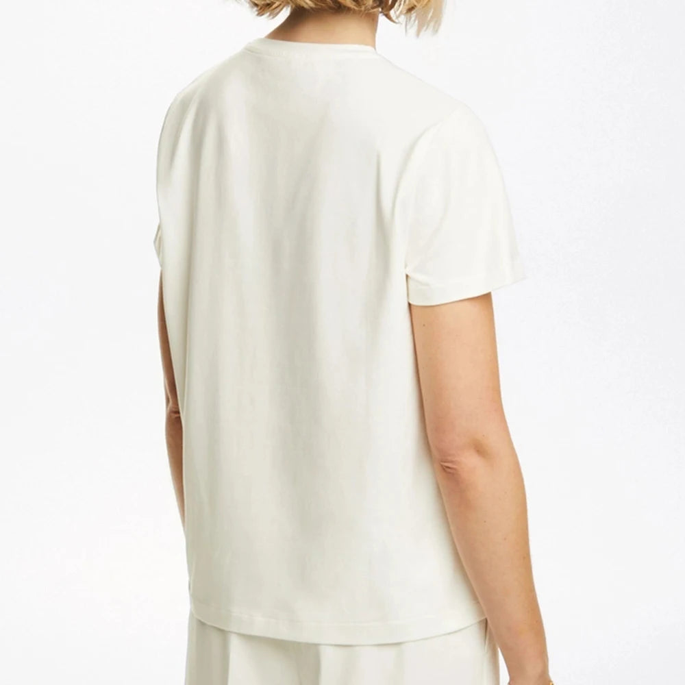 CH Womens Short Sleeve Crew Neck T Shirt Embroidered Logo Casual Loose White Cotton Tee Top Fashion Daily Wear