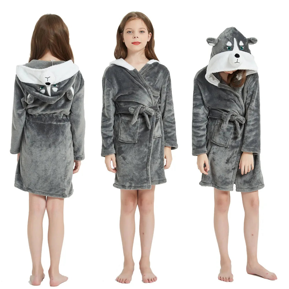Children Bathrobe For Girls Kigurum Unicorn Pyjamas Kids Colar Fleece Boys Bathrobes Nightgown Baby Sleepwear Hooded Bath Robe