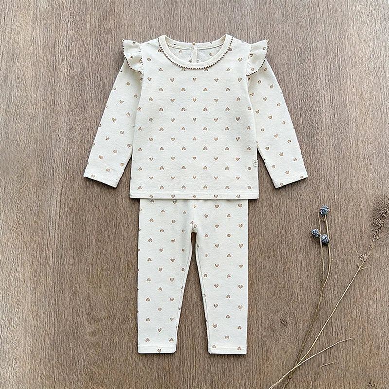 Kids Pijama for Girl 26 Korean Children's Homewear Set Cute Printed Long-sleeved Two-piece Set Sleepwear Pajama Set