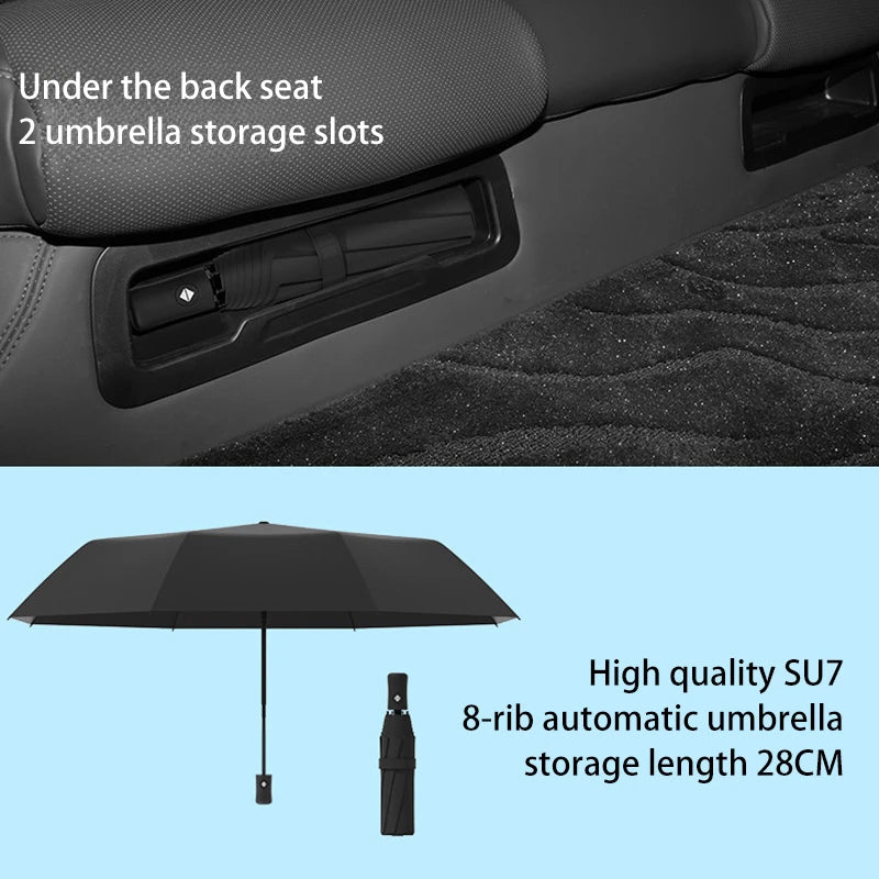Extra Large Auto Open Close Umbrella Windproof Reverse Fold Sun Rain UV Protection Black Layer Sunshade for Outdoor Travel Use