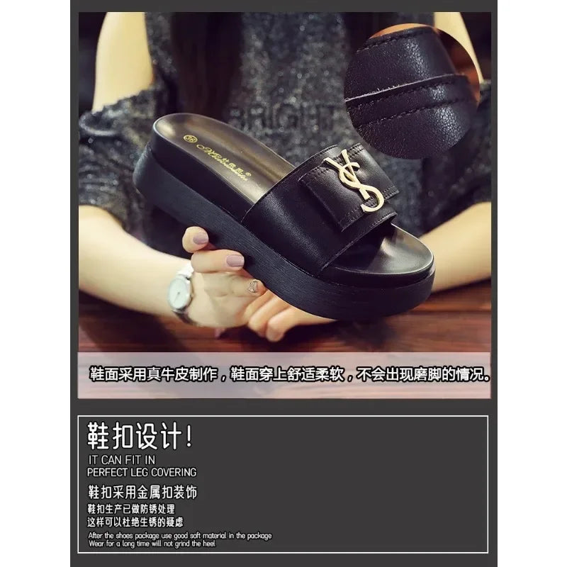 Slippers Summer Shoes Women Platform Design Slides Fashion Letters Ladies Shoes Casual Slipper Outside Non-slip Slippers Sandals