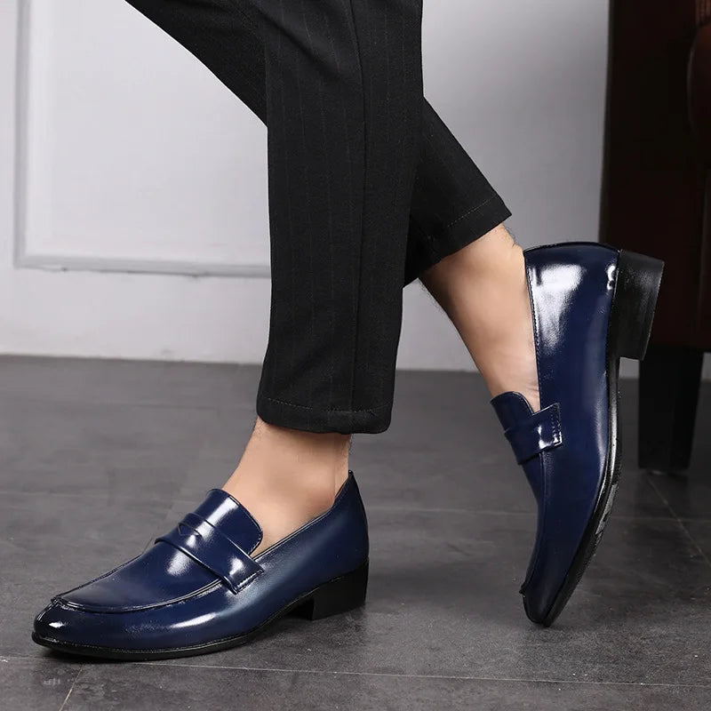 Men's Shoes Loafers Dress Man British Casual Single Leather Small Square Toe Mens Genuine Shoe Formal Black Elegant Good Quality