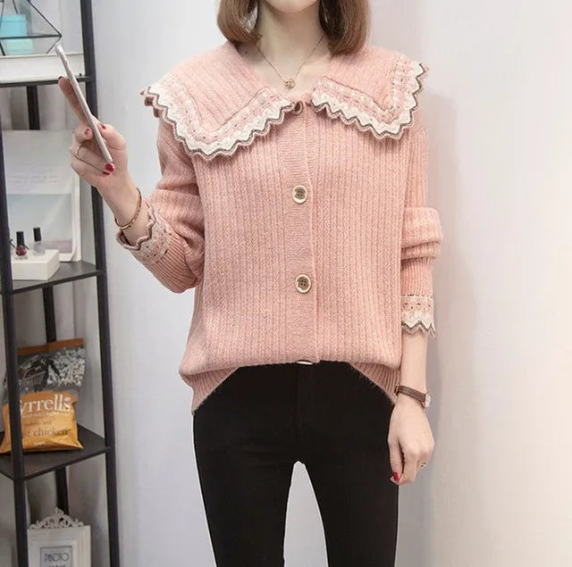 Knitted Sweater Woman Coat Korean Style Fashion 2025 New In Knitwear Office Wear Light Vintage Hot Trend Red Cardigan For Women