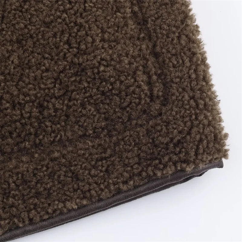 Women's Jacket  Autumn Coat Reversible Fur and Leather Women's Overcoat Corduroy Leather Jacket