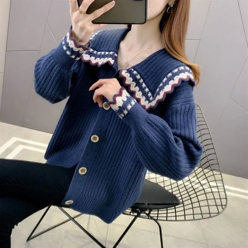 Knitted Sweater Woman Coat Korean Style Fashion 2025 New In Knitwear Office Wear Light Vintage Hot Trend Red Cardigan For Women
