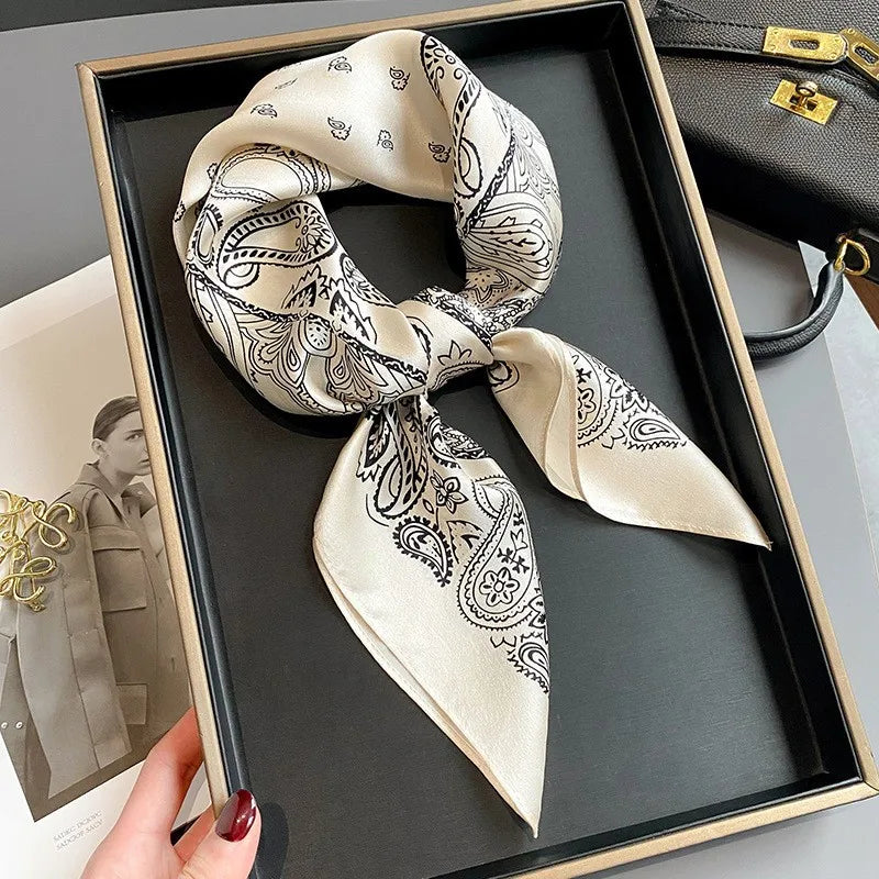 100% Silk Scarf Women Mulberry Luxury High Quality Square Fashion Print Hair Neckerchief Lady Shawl Wraps Hijab Bandana Scarves