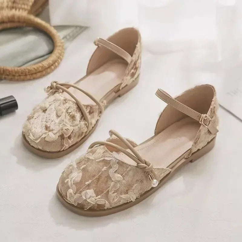 Women Flat Sandals Square Toe Loafers Shoes Woman 2025 Trend Elegant Dress Casual Shoes Soft Sole Comfort Summer Sandalias Mujer