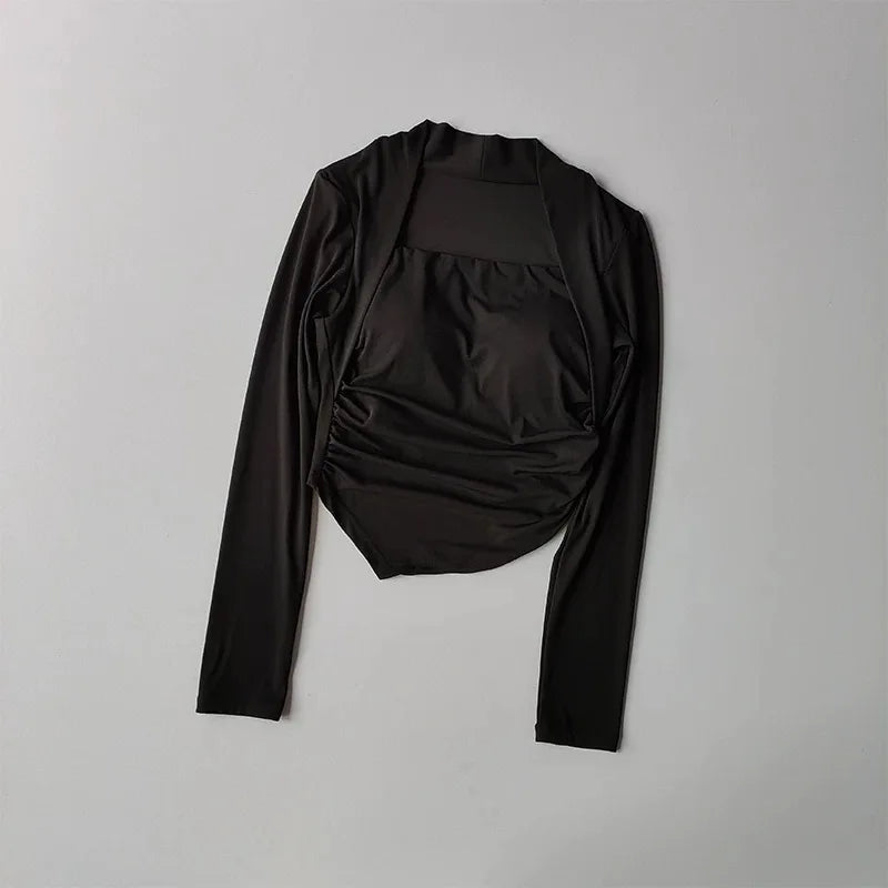 Women's Yoga Clothes Autumn Winter Long Sleeve Trim Top Fixed Cup Premium Sense Fitness Pilates Training Smock