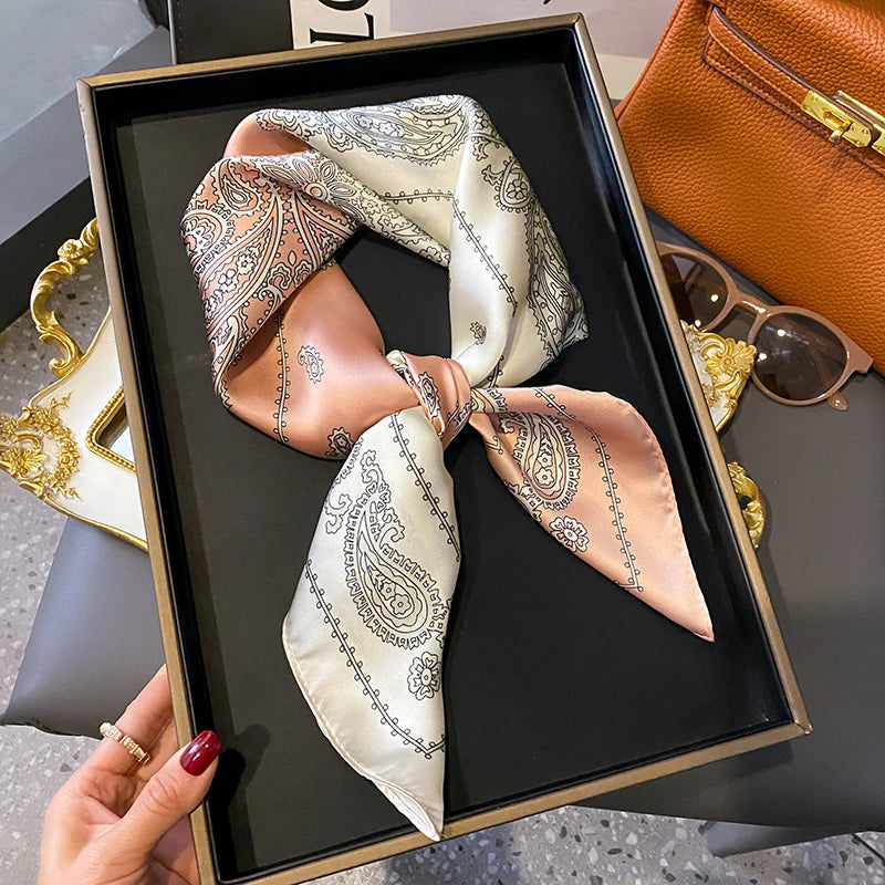 Silk scarf women's 2025 spring and summer new fashion high-end sense retro neck small square scarf accessories