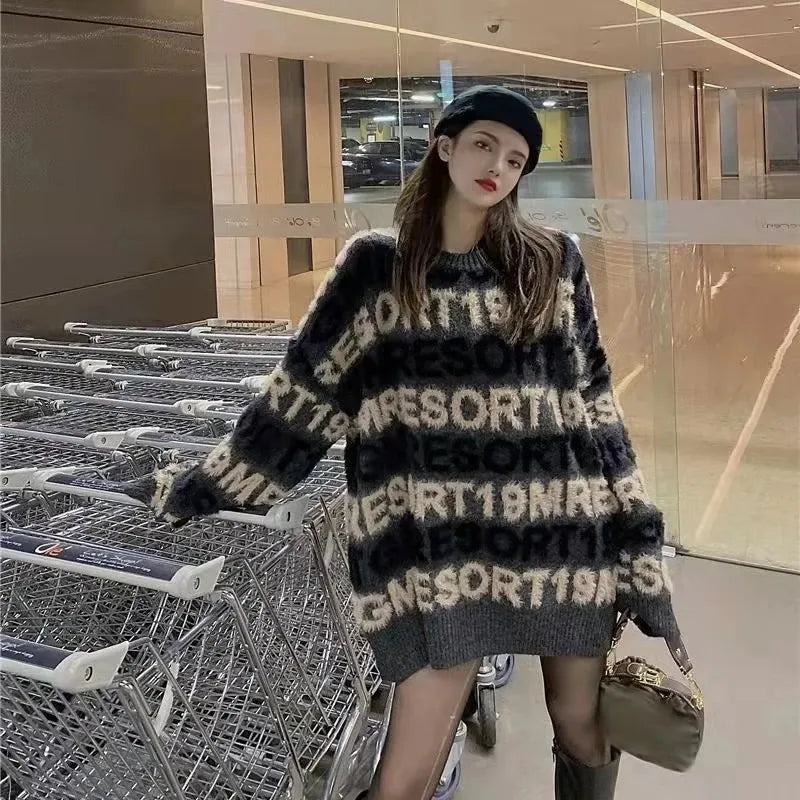 Women's Sweater Autumn Winter New Style Mid-length Loose Knitted Top Fashion Trend