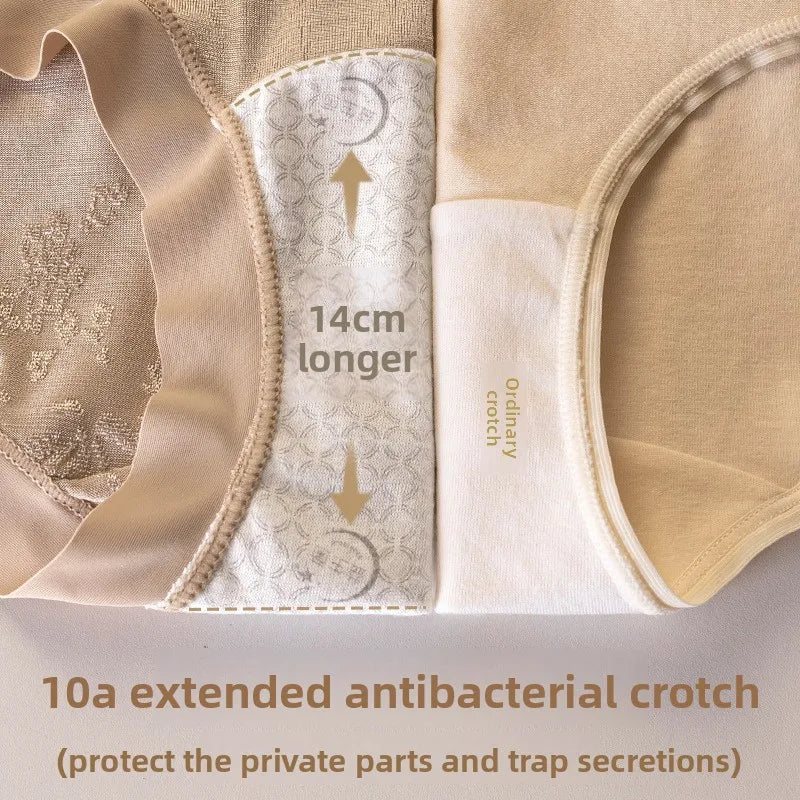 Women's underwear: Comfortable nylon jacquard mid-waist, extended inner rib, hip-hugging, large size triangle