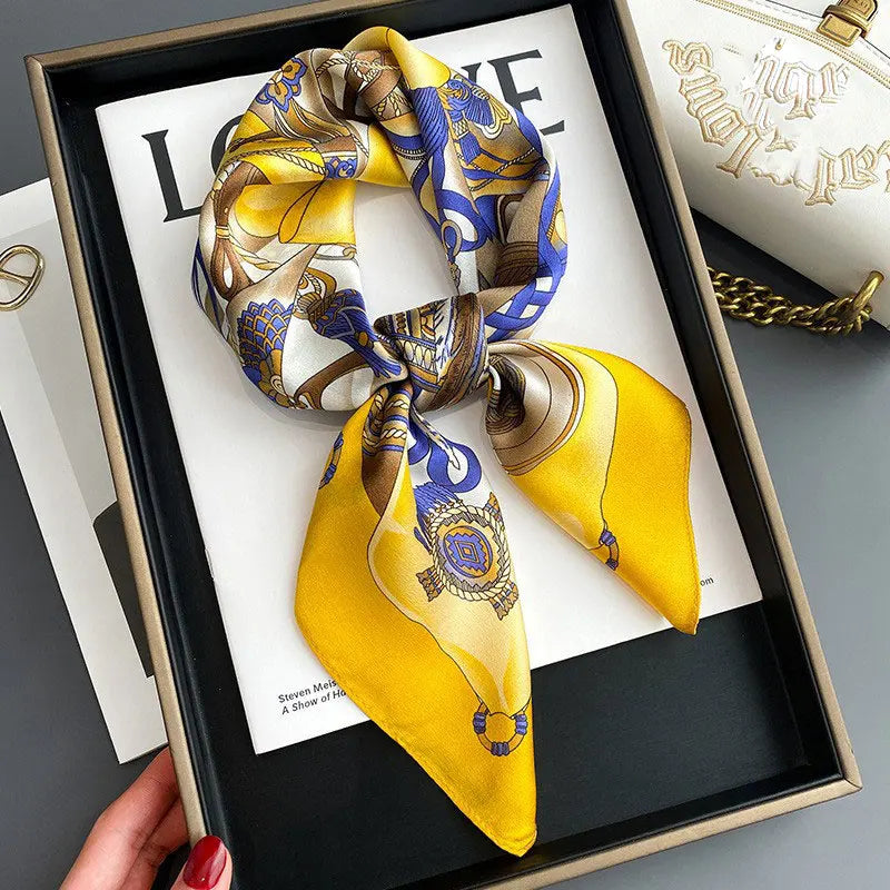 100% Silk Scarf Women Mulberry Luxury High Quality Square Fashion Print Hair Neckerchief Lady Shawl Wraps Hijab Bandana Scarves