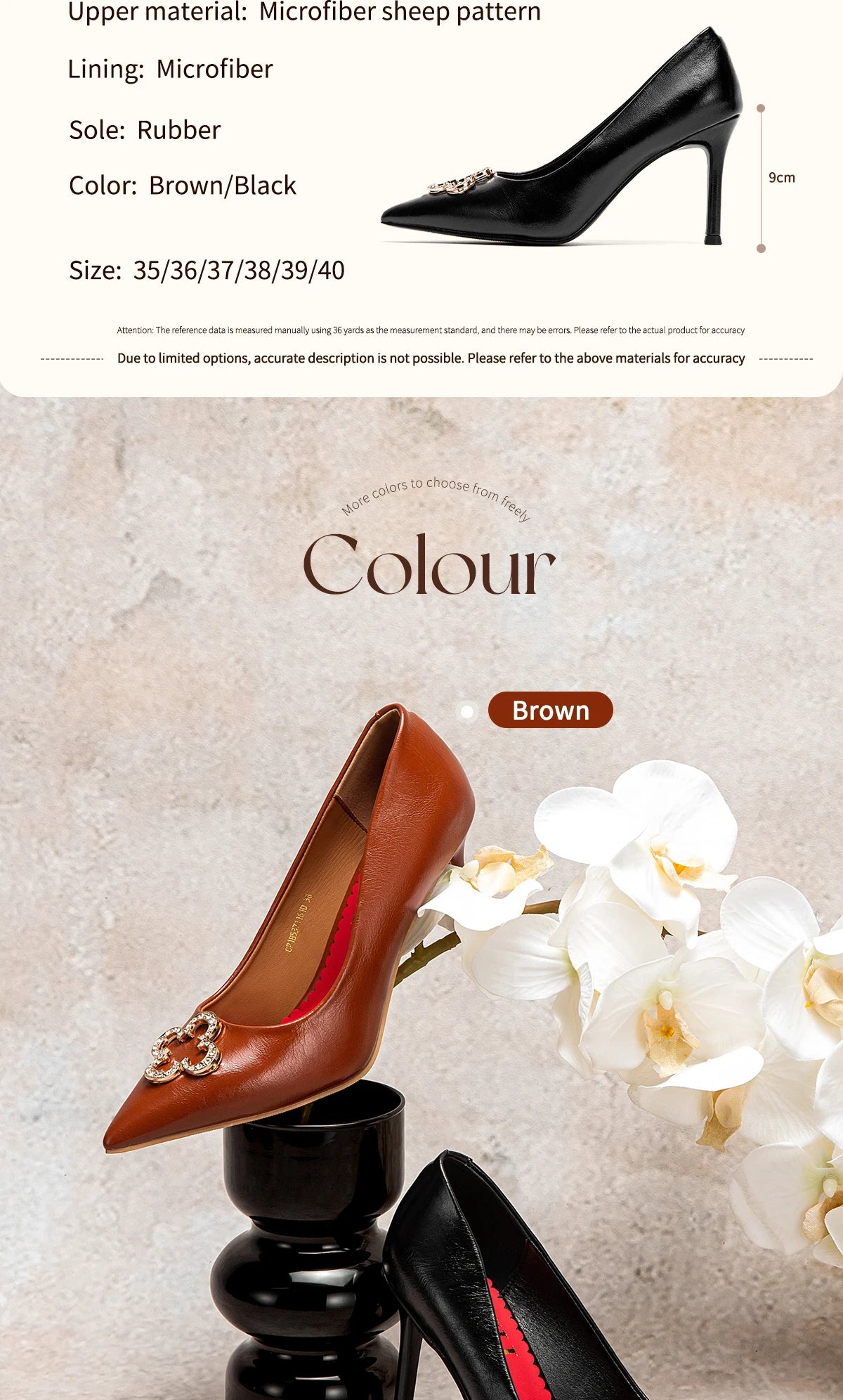 C-H Woman's High Heels  New High Quality Pointed Shoes Business Commuter Girls Shoes Banquet Party Shoes 9cm