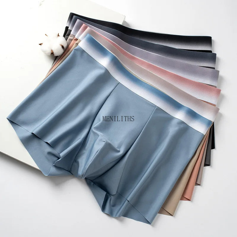 Ice silk Men's Underwear Men's Boxers Cotton crotch Men's New Breathable Four-corner Boxer Shorts мужские трусы  boxers for men