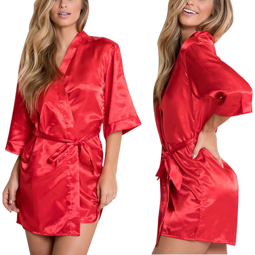 Womens Sexy Satin Sleepwear Lingerie Nightwear Underwear Night Gown Robe, Sexy Soft Comfortable Nightwear, Add Female Charm
