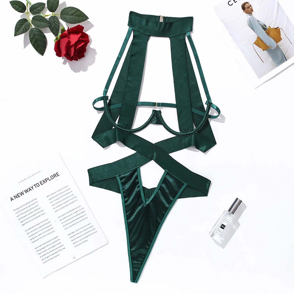 Spicy Girl's Sexy Strap Lingerie Bodysuit  Seductive Erotic Eco-Friendly Packing