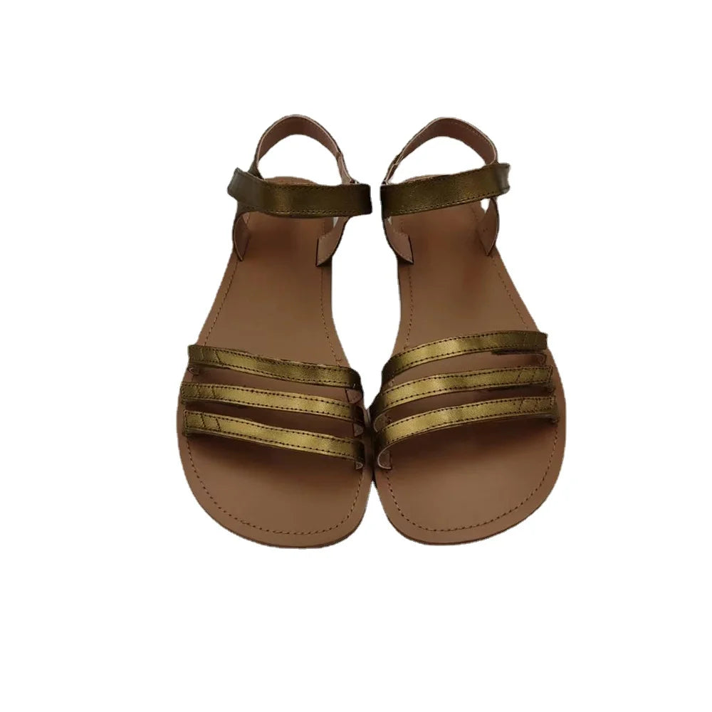 Tipsietoes 2025 Sprinng Barefoot Leather Flat Sandals For Women Shoes With New MInimalist Soft Sole