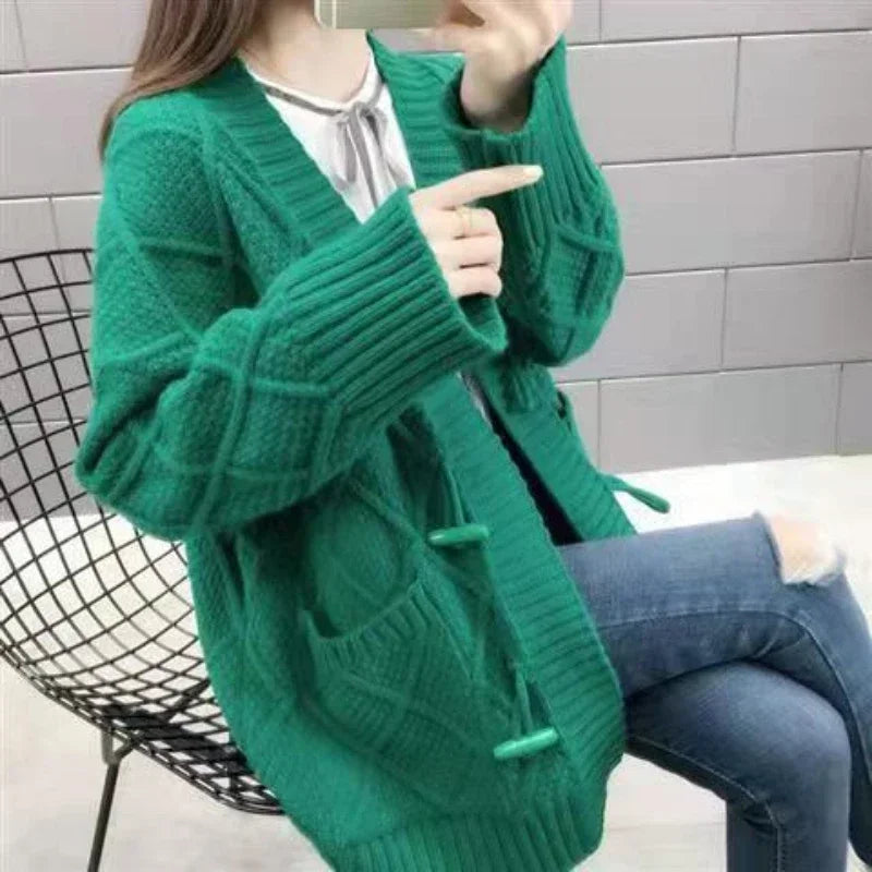 Women's Sweater Long Knit Tops For Woman Yellow Cardigan Autumn Winter 2025 New In Korean Luxury Cheap And High Quality Offers