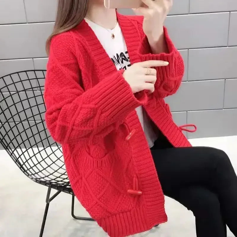 Women's Sweater Long Knit Tops For Woman Yellow Cardigan Autumn Winter 2025 New In Korean Luxury Cheap And High Quality Offers