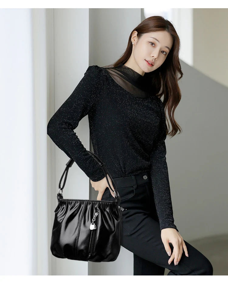 Women's Bag Bucket bag Handbags Female Handbags Retro Solid Color PU Leather Shoulder Underarm Bags Ladies Shopper Hobos Bags