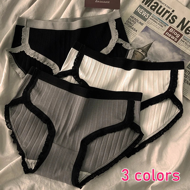 Pure Cotton Underwear for Women Female Breathable Mid-Waist Underpants Girls Solid Color Briefs Short Sexy Lingerie Нижнее Белье