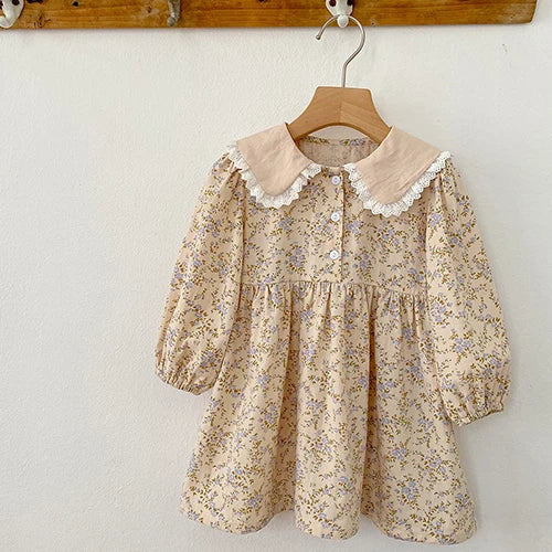 2025 New Spring Sister Dress 2-6Yrs Girl Party Dress Long Sleeved Cotton Mesh Splicing Kids Princess Dresses Children Clothes