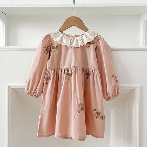 2025 New Spring Sister Dress 2-6Yrs Girl Party Dress Long Sleeved Cotton Mesh Splicing Kids Princess Dresses Children Clothes