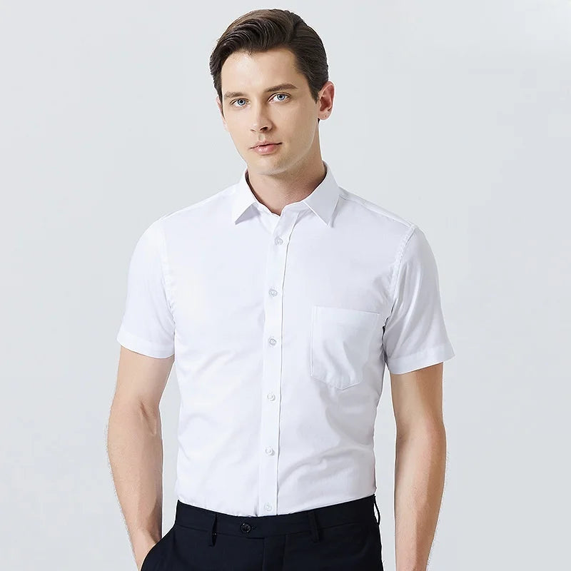 Lynett Lamar Men's Short Sleeve Business Dress Shirt — Solid Formal Office Casual S–7XL