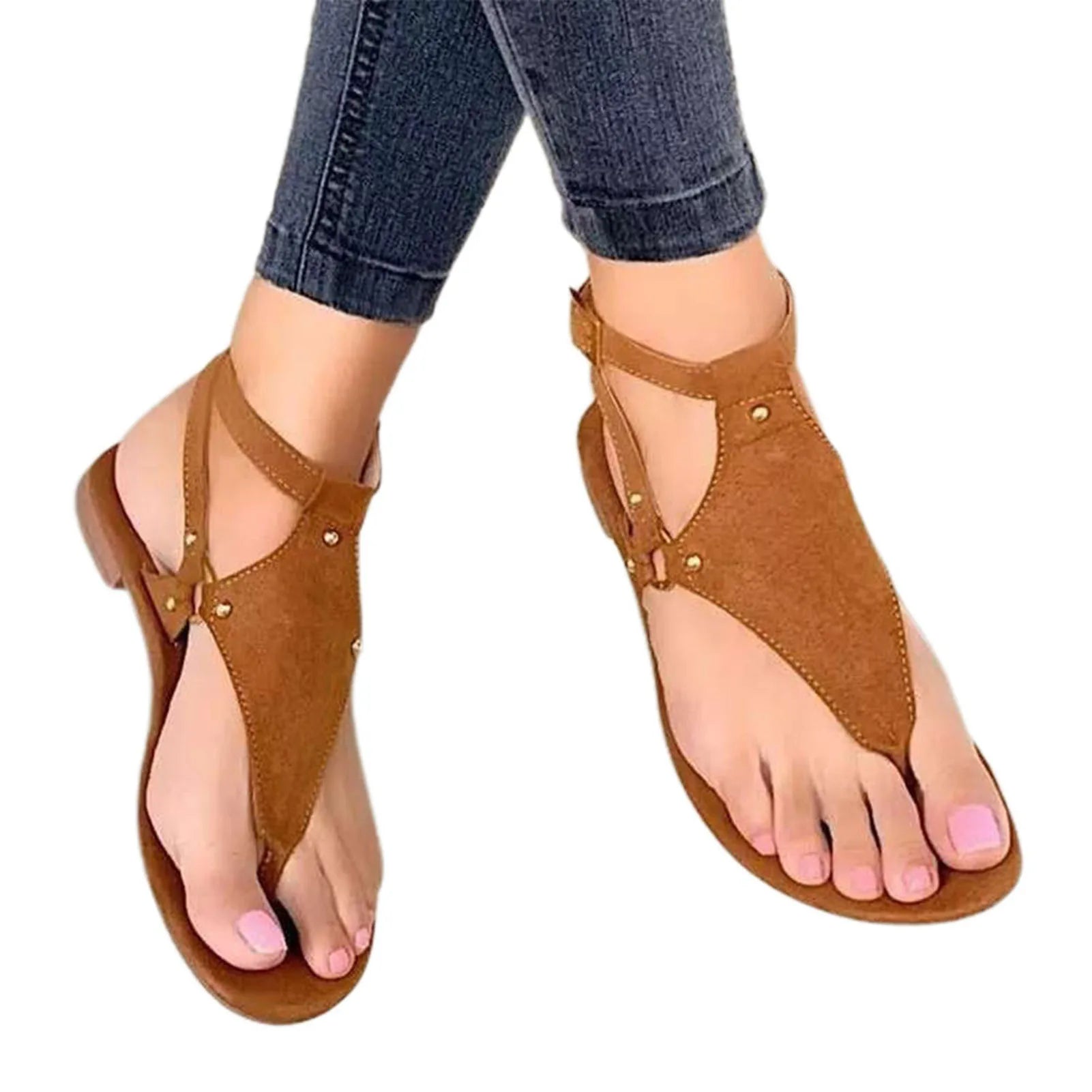 Women's Sandals Simple Clip Toe Flat Shoes Herringbone Shoes Outdoor Sandals Fashion Lightweight Flat Sandals V-Shaped Sandals