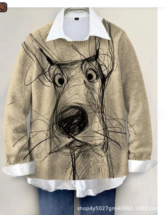 Women's Sweater Autumn Winter Fashion Casual Soft Warm Cozy Skin-Friendly Daily Wear Santa Hoodie Christmas Gift Knit Top