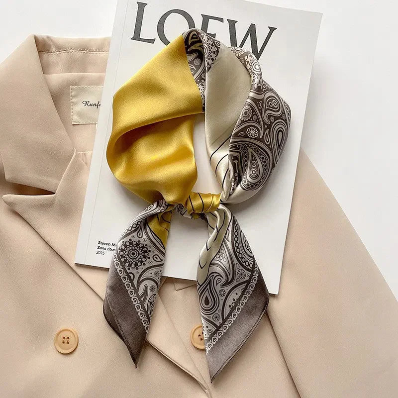100% Silk Scarf Women Mulberry Luxury High Quality Square Fashion Print Hair Neckerchief Lady Shawl Wraps Hijab Bandana Scarves