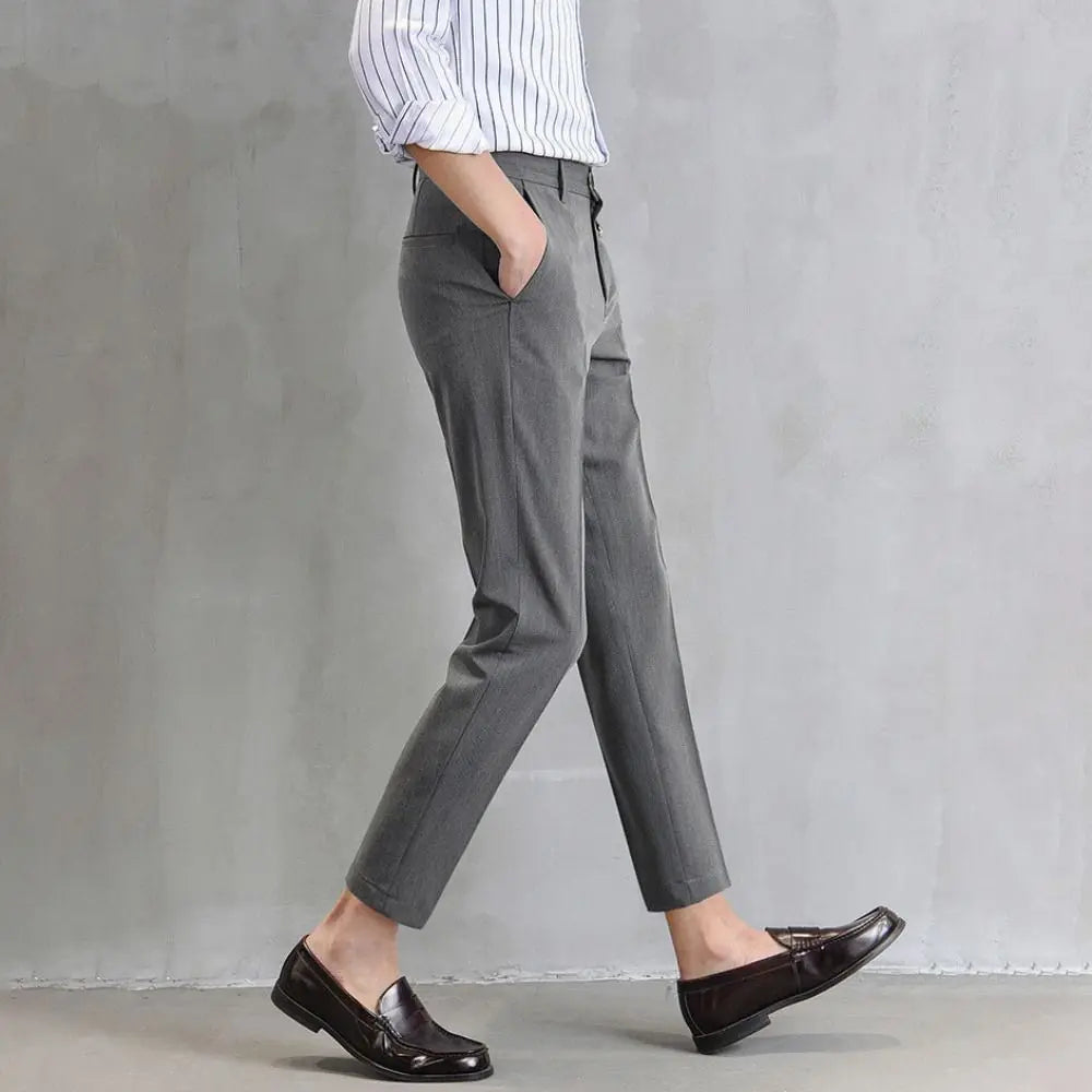 Cropped Pants Business Suit Pants Thin Straight Men's Formal Pants Casual Trousers Solid Color Classic Suit Pants Business