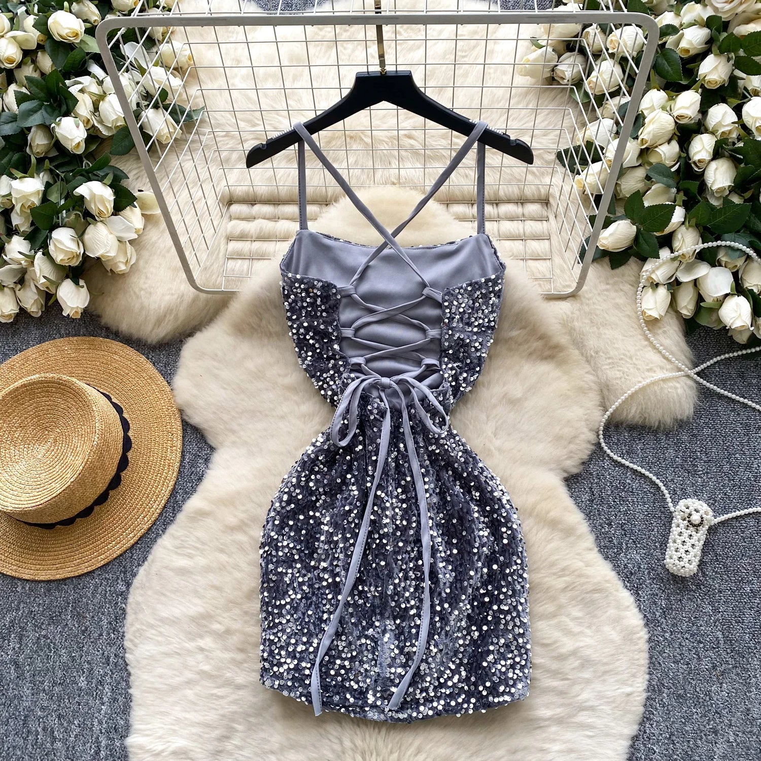 vintage Elegant hollow out velour dress Chic Vestidos Women Fashion Retro Party ceremony dresses