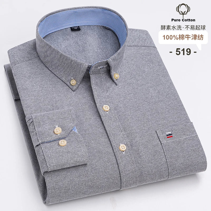 Lynett Lamar Men's 100% Cotton Oxford Plaid Long Sleeve Dress Shirt — Regular Fit Casual S–7XL