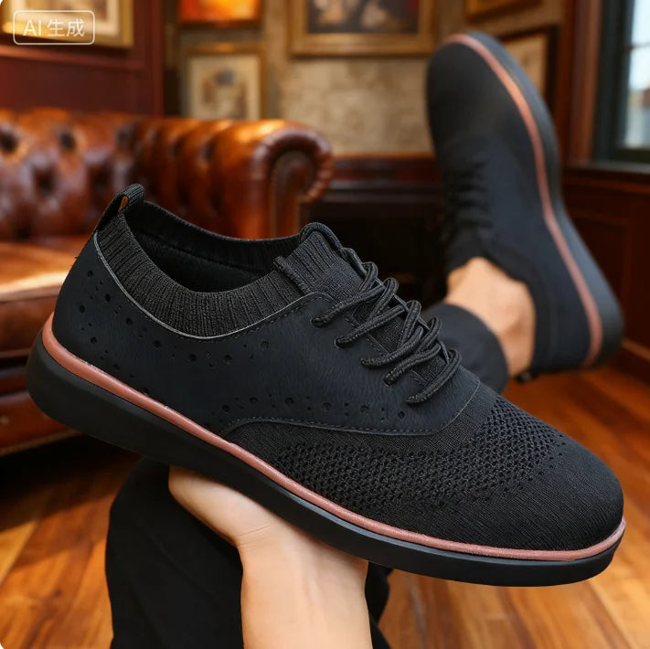 Men's Dress Sneakers Trendy Solid Woven Knit Breathable Mesh Loafers Outdoor Soft  Non Slip Lightweight Flat Designer Shoes Men