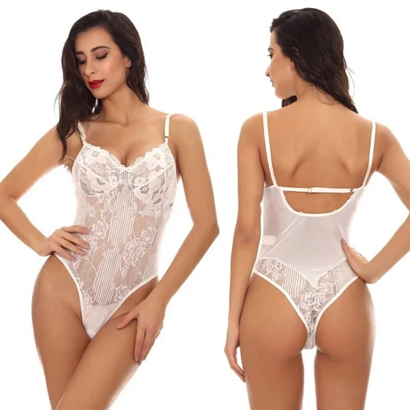 Sexy Lingerie Super Hot Sexy Lace Nightclub Hollow Out Spicy Girl Slim Fit Backless Slim Strap Bodysuit Spicy Jumpsuit