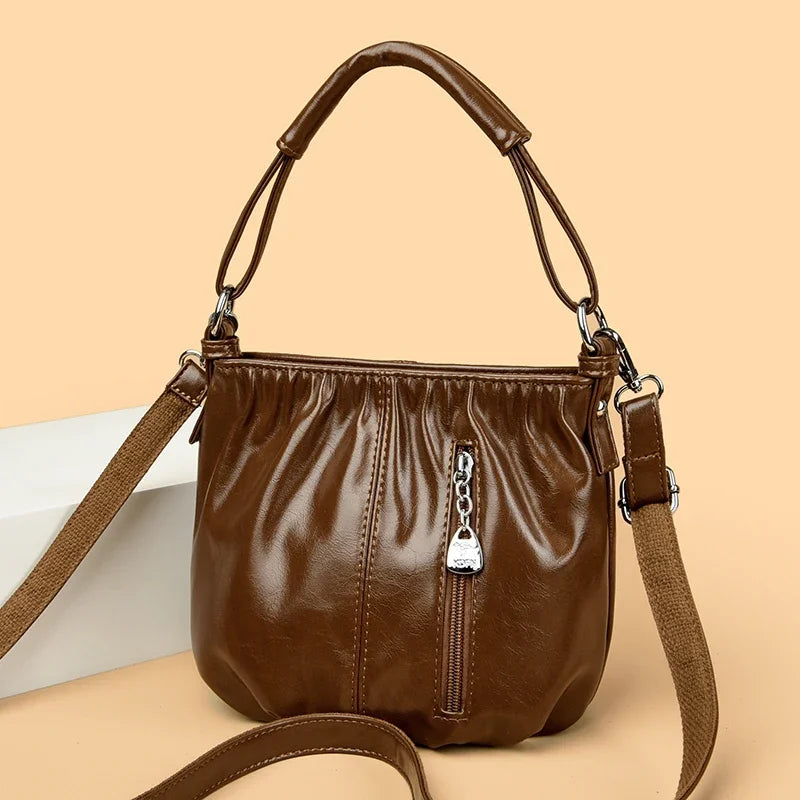 Women's Bag Bucket bag Handbags Female Handbags Retro Solid Color PU Leather Shoulder Underarm Bags Ladies Shopper Hobos Bags