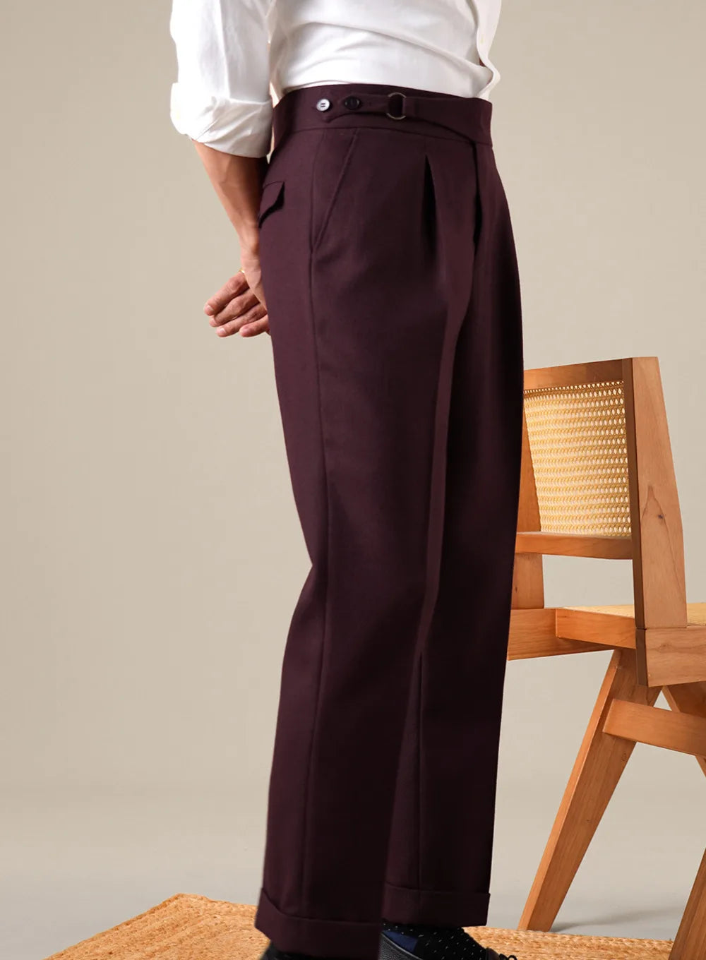 Pantalon Casual Homme Men's Casual Straight High-Waisted Single Pleat Business Suit Trousers Mens Formal Pants Social Trousers