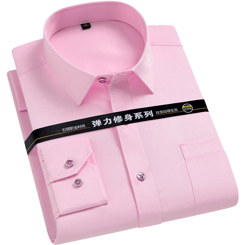 Lynett Lamar Men's Mandarin Collar Long Sleeve Dress Shirt — Patch Pocket Smart Casual Business S–4XL