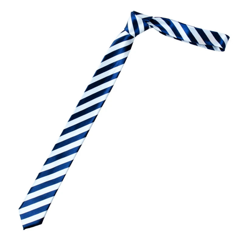 5CM Black White Striped Neckties For Men Formal Dress Neckwear Silk Imitation Narrow Neck Ties Women Shirts Casual Daily Cravate