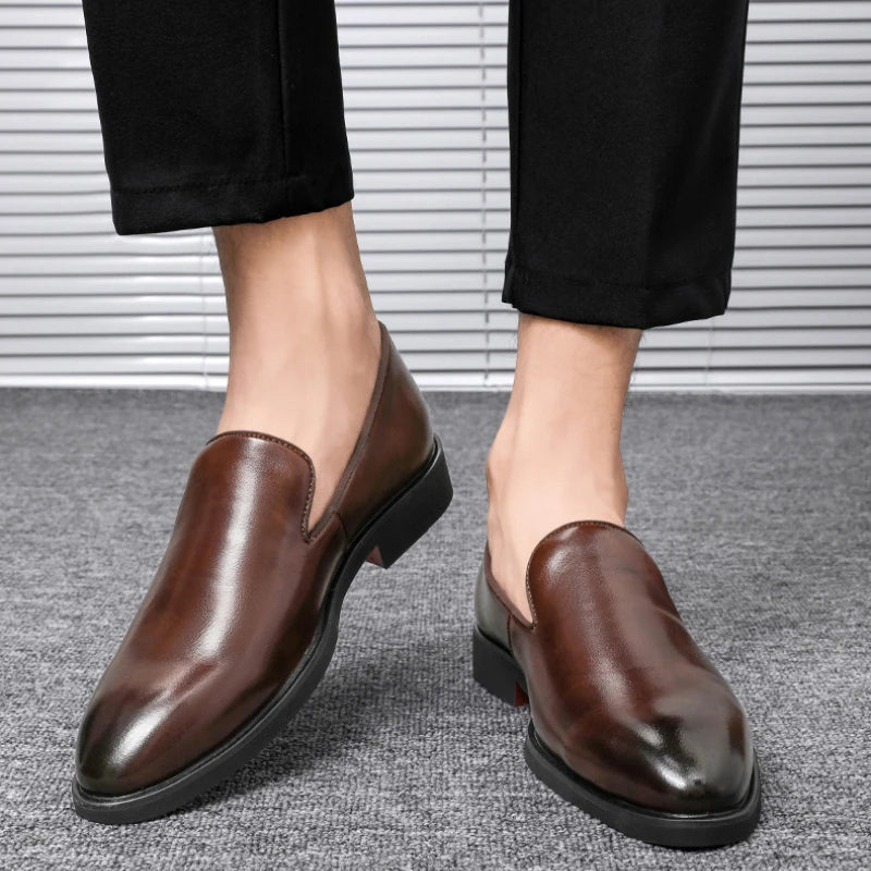 Red Sole Dress Shoes for Men Business Office Men Loafers Male Flats Driving Shoes Casual Moccasin Slip-On Wedding Leather Shoes