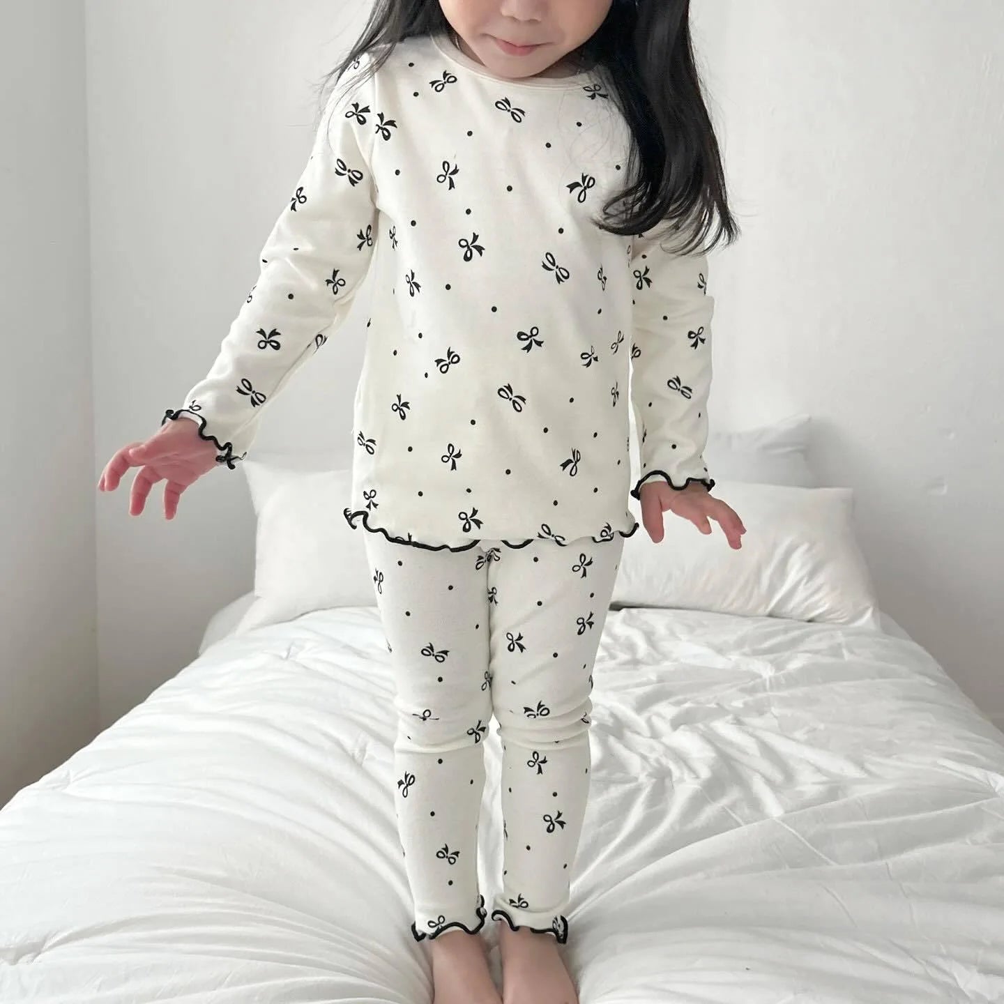 Kids Pijama for Girl 26 Korean Children's Homewear Set Cute Printed Long-sleeved Two-piece Set Sleepwear Pajama Set