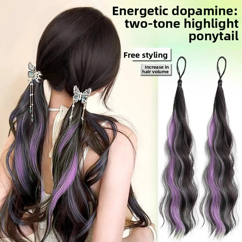 50cm Synthetic Self-Winding Hair Bundle With Elastic Loop DIY Hair Ponytail Bundle To Increase Hair Volume Bud Hair Bun