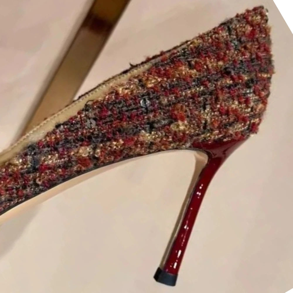 High Heels Women Shoes Suede Shallow Pointed Toe Elegant Sandals Winter Trend Fashion Pumps Dress Party Mujer Zapatillas