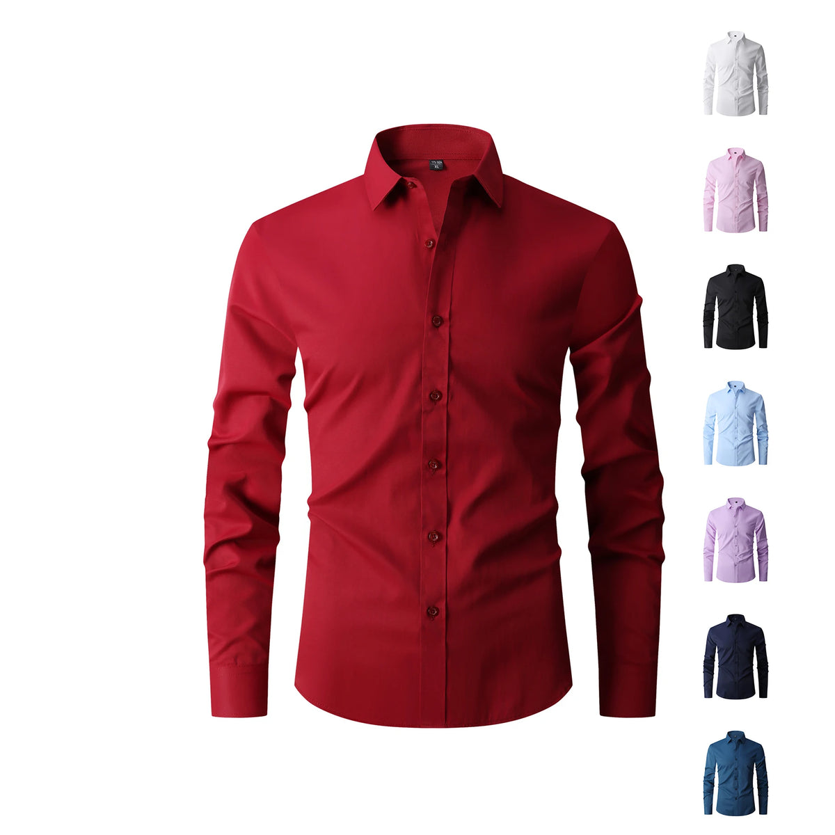 Lynett Lamar Men's Cotton-Blend Wrinkle-Free Long Sleeve Dress Shirt — Business & Office M–8XL